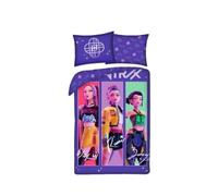 K-Pop Demon Hunters Huntrix Parure de Lit Reversible 140x200 cm et Taie d'Oreiller 70x90 cm, Multi-Couleurs, 100% Coton, Oeko-Tex