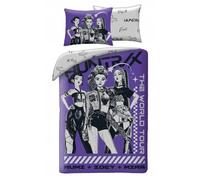 K-Pop Demon Hunters Huntrix World Tour - Parure de lit réversible - Pour lit simple 140 x 200 cm et taie d'oreiller 70 x 90 cm - Violet - 100 % coton - Certifié Oeko-Tex