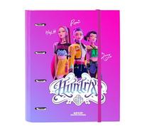 K-POP - Demon Hunters - Stationery Classeur 4 anneaux de 35 cm avec 100 feuilles A4, idéal pour enfants de différents âges, confortable et polyvalent, résistance, 27 x 3,5 x 32 cm