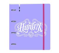 K-Pop Demon Hunters - Stationery Classeur avec 4 anneaux de 35 mm, avec recharge, 100 feuilles A4, idéal pour enfants de différents âges, confortable et polyvalent, résistance, 27 x 4 x 32 cm