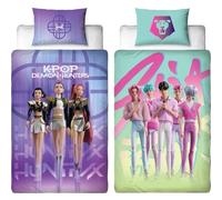 K-POP Parure de lit Demon Hunters - Housse de Couette 140 x 200 cm + Taie d'Oreiller 70 x 90 cm - Microfibre - Multicolore