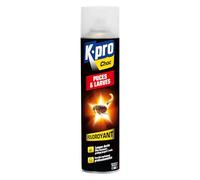 K.PRO Aérosol foudroyant puces et larves 400ml | Tue par contact sur insectes et lieux de passage, efficace jusqu'à 1 mois, foudroyant et radical, technique professionnelle