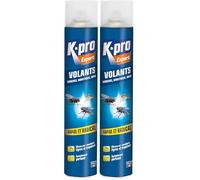 K.PRO - Aérosol insectes volants - Effet rapide et radical - mouches, moustiques, taons - Agréablement parfumé - Efficace moustiques tigres et tropicaux - Entreprise Française - 750ml (Lot de 2)