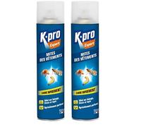 K.PRO Expert - Spray Aérosol Anti-Mites des Vêtements et Larves - Action Immédiate - Protège Contre les Nouvelles Infestations - Facile d'Utilisation - Technique Professionnelle - 400ml (Lot de 2)