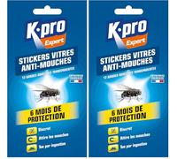 K.PRO Stickers anti-mouches, lot de 24 bandes transparentes, attire et élimine mouches et moucherons, efficacité 6 mois, discret sans odeur, usage intérieur, fenêtres, chambres, cuisines, France