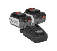 K&S Könner&Söhnen Kit de démarrage KS 20V4-1-DUAL : 2 batteries 20 V 4 Ah et chargeur 4,5 A pour outils sans fil, chargeur tension nominale de sortie 21,5 V, courant de sortie nominal 4,5 А
