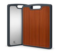 KAAMUT® Planche à Découper Premium - Bois Massif d’Acajou & Titane 100% - 38 x 26 cm - Hygiénique & Durable - Respectueuse des Couteaux & Sans Microplastiques