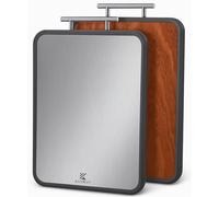 KAAMUT® Planche à Découper Premium - Bois Massif d’Acajou & Titane 100% - 40 x 30 x 2,5 cm - Avec Poignée en Acier Inoxydable - Hygiénique & Durable - Respectueuse des Couteaux & Sans Microplastiques