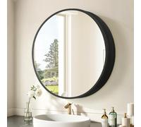 KAASUNES Armoire miroir ronde avec cadre en aluminium, miroir trempé, charnières à fermeture douce, boîtier en fer revêtu par pulvérisation, uniquement pour montage en saillie dans la salle de bain