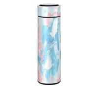 KAAVIYO Art Abstrait Marbré Encre Rose Bleu Thermos Café Isolée sous Vide Isothermes en Acier Inoxydable Bouteille d'eau Isotherme Tasse