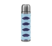 KAAVIYO Art Vagues De La Mer Spray Thermos Café 500 ML Isolée sous Vide Isothermes en Acier Inoxydable d'emballage en Cuir Bouteille d'eau Isotherme Tasse