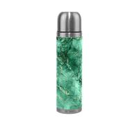 KAAVIYO Encre d'art en Marbre Vert Thermos Café 500 ML Isolée sous Vide Isothermes en Acier Inoxydable d'emballage en Cuir Bouteille d'eau Isotherme Tasse