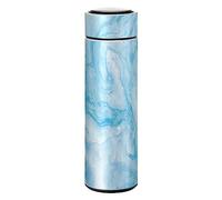 KAAVIYO Encre De Marbre Abstrait Bleu Thermos Café Isolée sous Vide Isothermes en Acier Inoxydable Bouteille d'eau Isotherme Tasse