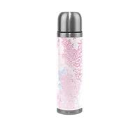 KAAVIYO Encre Marbrée Rose Bleu Thermos Café 500 ML Isolée sous Vide Isothermes en Acier Inoxydable d'emballage en Cuir Bouteille d'eau Isotherme Tasse