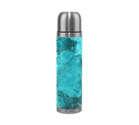 KAAVIYO Mélange De Marbre Aquarelle Encre Thermos Café 500 ML Isolée sous Vide Isothermes en Acier Inoxydable d'emballage en Cuir Bouteille d'eau Isotherme Tasse