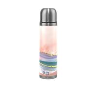 KAAVIYO Mélange De Marbre d'encre Colorée Thermos Café 500 ML Isolée sous Vide Isothermes en Acier Inoxydable d'emballage en Cuir Bouteille d'eau Isotherme Tasse
