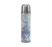 KAAVIYO Mélange De Paillettes De Peinture pour Marbre Thermos Café 500 ML Isolée sous Vide Isothermes en Acier Inoxydable d'emballage en Cuir Bouteille d'eau Isotherme Tasse