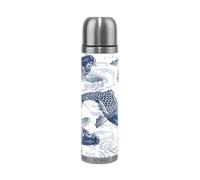 KAAVIYO Spray pour Poisson Carpe Koi Thermos Café 500 ML Isolée sous Vide Isothermes en Acier Inoxydable d'emballage en Cuir Bouteille d'eau Isotherme Tasse