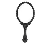 KABAKE Miroir portable - Miroir portable avec poignée - Petit paquet de voyage - Miroir compact décoratif vintage - Pour maquillage et trousse de maquillage - Pour filles et femmes - Noir