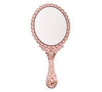 KABAKE Miroir portable, miroir portatif avec poignée, petit paquet de voyage, miroir compact, décoratif vintage, pour maquillage et sac cosmétique, pour filles et femmes (# or rose)