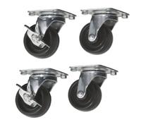 Kabalo Lot de 4 x pivotant Heavy Duty Caoutchouc Noir 50 mm (2 Pouces) Castor Roues/Caster (2 x Standard, 2 x Frein), la capacité de Charge 40 kg par Roue 4 roulettes Roues pour Meuble pivotantes
