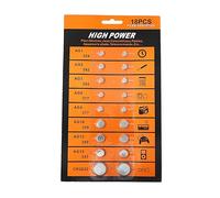 KACCDE Lot de 18 piles alcalines AG1 / LR621 AG3 / LR41 AG4 / LR626 AG10 / LR1130 AG13 / LR44 pour montre bouton de montre, horloge, kit de remplacement
