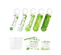 KACZUS Lot de 5 Porte-clés Jetons de Caddie Porte-bonheur Trèfle à Quatre Feuilles en Acrylique avec Cartes et Pochettes en Organza - Petits Cadeaux de Noël, Nouvel An et Réveillon