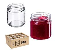 KADAX Lot de 10 bocaux en verre 200ml Ø66 - Couvercle Twist-Off hermétique TO66 - Pour confitures, conserves, cornichons, miel & fermentation