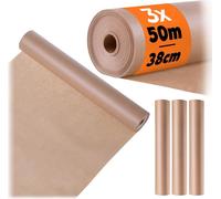 KADAX 3 rouleaux de papier sulfurisé, 38 cm x 50 m, papier sulfurisé avec revêtement en silicone des deux côtés, antiadhésif et résistant à la chaleur, papier pour la cuisson, accessoires de cuisine