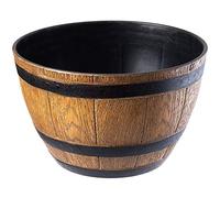 KADAX Ø33 cm - Pot de Fleurs en Plastique pour intérieur et extérieur, Cache-Pot Imitation Bois, Design tonneau élégant (Marron Clair)