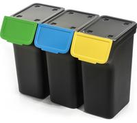 KADAX 3x poubelles 25 L Poubelles pour le tri des déchets Seau noir