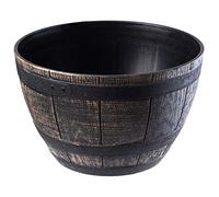 KADAX Ø40 cm - Pot de Fleurs en Plastique pour intérieur et extérieur, Cache-Pot Imitation Bois, Design tonneau élégant (Marron foncé)