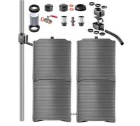 KADAX 4X Tonne de pluie 125 litres avec collecteur de pluie et ensemble de raccordement B, tonne de récupération d'eau modulable en plastique robuste, grand réservoir d'eau de pluie pour jardin