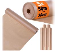 KADAX 5 rouleaux de papier sulfurisé, 38 cm x 50 m, papier parchemin avec revêtement en silicone sur les deux faces, antiadhésif et résistant à la chaleur, papier pour la cuisson, accessoires de pâtis