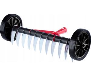 KADAX Aérateur de gazon avec roues, griffe de jardin pour gazon, jardin, mousse, râteau de coupe en métal