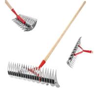 KADAX Aérateur de Gazon, scarificateur Manuel pour Jardin, pelouse, Mousse, Accessoires de Jardin en métal, râteau de Coupe, cultivateur, aérateur de Gazon, scarificateur (Double Face, avec Manche)