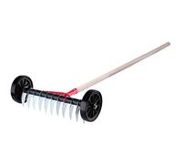 KADAX Aérateur de Pelouse avec Roues, Griffe de Jardin pour Mousse, Râteau de Coupe en Métal, Scarificateur Manuel, Cultivateur
