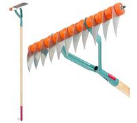 KADAX Scarificateur, 168cm scarificateur manuel avec pièce en bois, râteau de coupe avec lame en acier, aérateur de gazon pour jardin, plates-bandes et pelouse, cultivateur, accessoires de jardinage