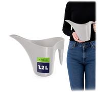 KADAX Arrosoir de 1,2 l - Arrosoir en plastique à col long - Pour plantes d'intérieur - Arrosoir de jardin - Chaudron d'irrigation des fleurs - Gris