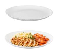 KADAX Assiette plate de 26,5 cm, assiettes blanches en verre opale, assiettes de service, grandes assiettes à bord haut, passent au lave-vaisselle et au micro-ondes (blanc)