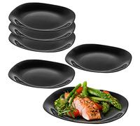 KADAX Assiettes Plates en Verre Trempé, L'Alliance Parfaite entre Esthétique Moderne, Qualité Supérieure et Résistance Inégalée (Noire, Lot de 6)