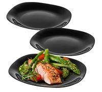 KADAX Assiettes Plates en Verre Trempé, L'Alliance Parfaite Entre Esthétique Moderne, Qualité Supérieure et Résistance Inégalée (Noire, Lot de 3)