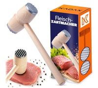 KADAX Attendrisseur à Viande, Marteau à Viande avec extrémité en métal, Double Face Maillet à Viande en Bois, Attendrisseur à Escalopes Rondes