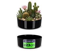 KADAX Bac à fleurs, en plastique, rond, récipient pour plante, pour rebord de fenêtre, table, salon, jardinière, diamètre : 23 cm, noir