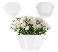 KADAX Bac à Fleurs Rond en Plastique - Résistant aux intempéries - pour l'extérieur - Bol funéraire léger - Diamètre : 26 cm - Blanc