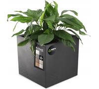 KADAX bac à plantes carré en plastique "Sore", pot de fleurs avec roulettes, noir, aspect béton