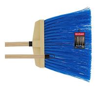 KADAX Balai de balayage routier et trottoir, balai de jardin avec manche en bois, balai de rue en nylon, balai industriel pour trottoirs (bleu)
