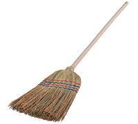 KADAX Balai de paille de riz, balai à long manche en bois, balai fonctionnel en Sorgogras, fouet de sorcière, fouet en paille de riz (L: 140cm) Jaune