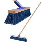KADAX Balai de rue à long manche en bois et nylon avec support de manche en métal, large balai industriel confortable, sable, différentes tailles (30 cm)