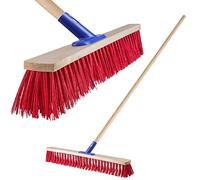 KADAX Balai de rue à long manche en bois et nylon avec support de manche en métal, large balai industriel confortable, sable, différentes tailles (70 cm)